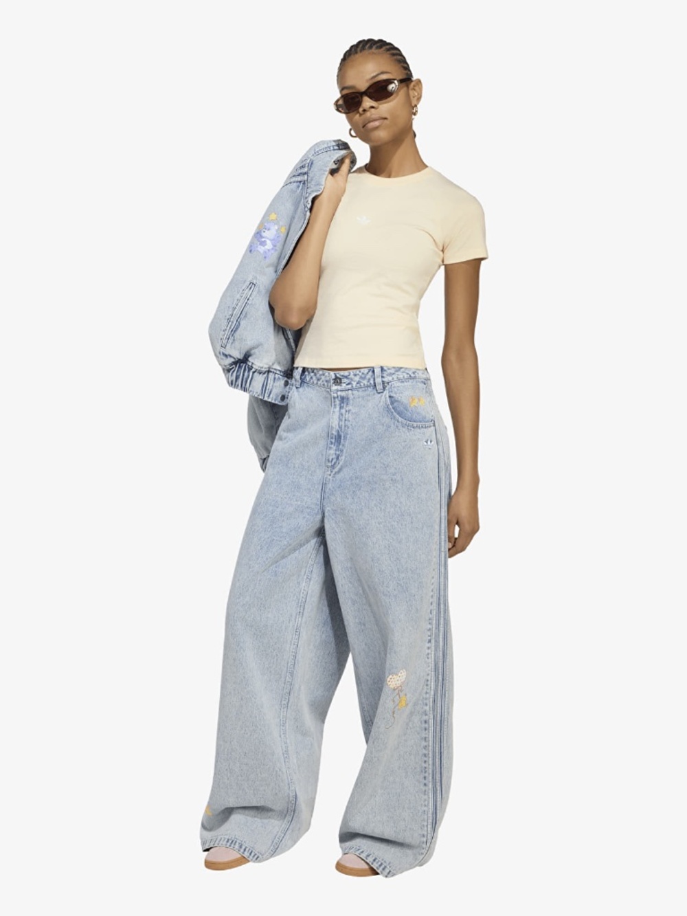 adidas CARE BEAR HIGH RISE WIDE LEG DENIM PANT - Picture 1 of 7